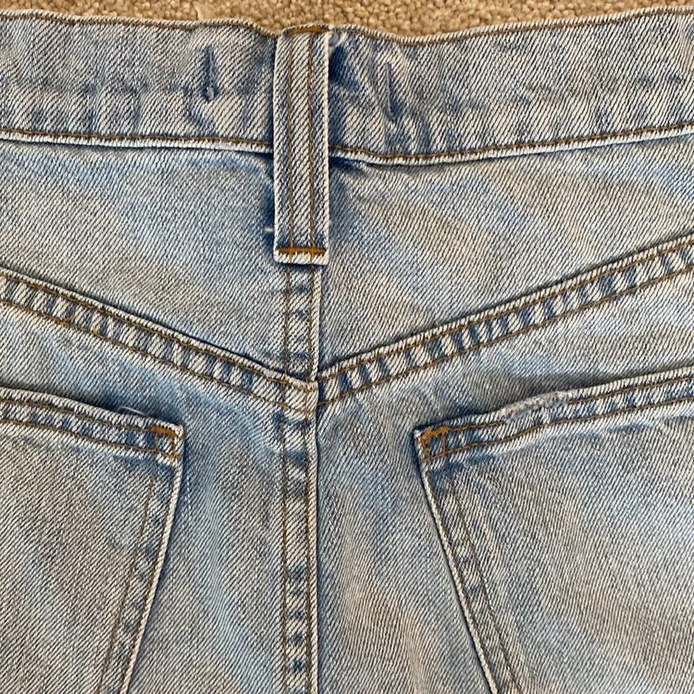 Madewell Rigid Denim A-Line Skirt Cut Out Edition Raw Hem Size 27